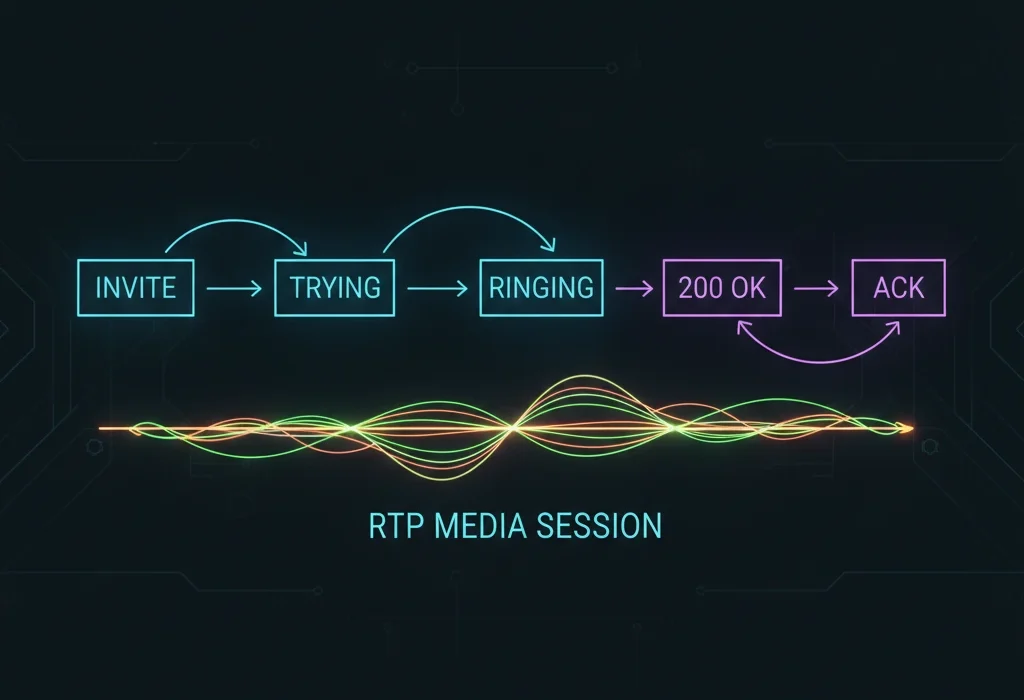 SIP call flow from INVITE to 200 OK and RTP media session