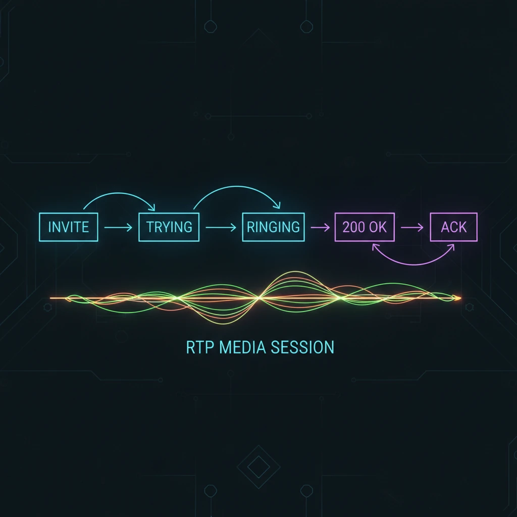 SIP call flow from INVITE to 200 OK and RTP media session